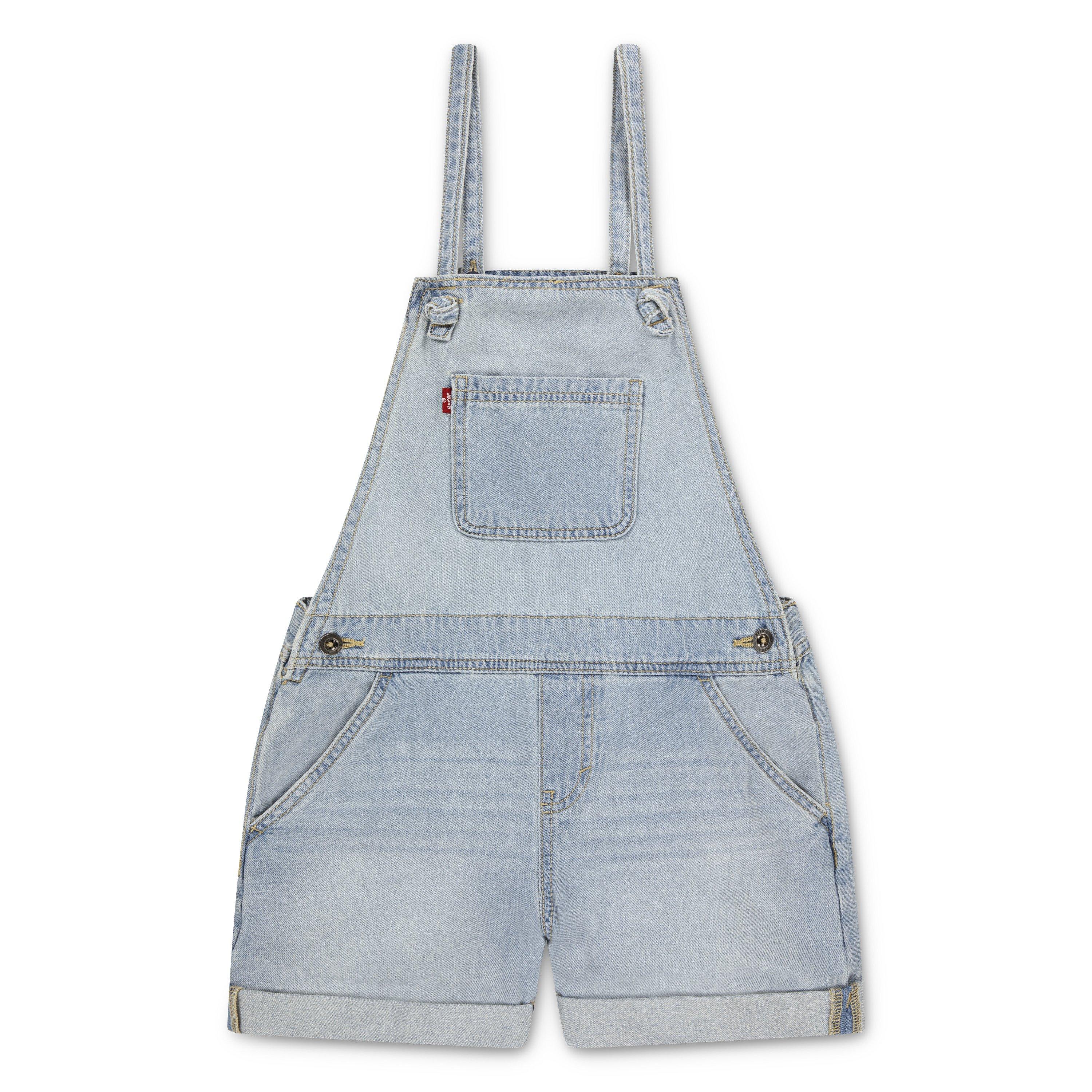 Levi's Big Girls' Knot Strap Light Blue Wash Denim Shortalls - LIGHT BLUE